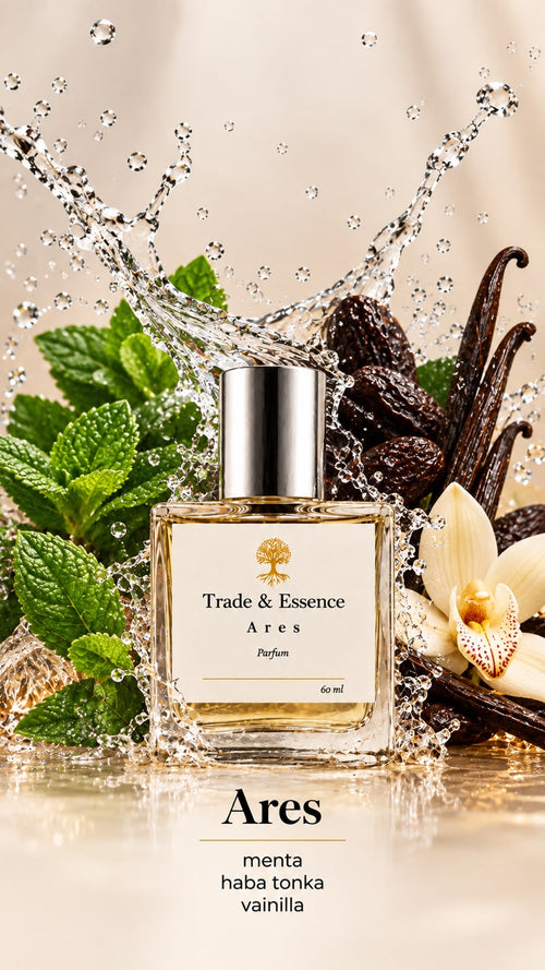 Ares de Trade & Essence, perfume de 60 ml. Notas: Menta, Haba tonka, Vainilla.